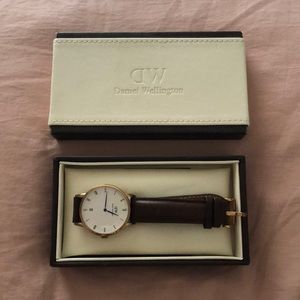 Daniel Wellington gold tone leather band watch